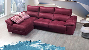 Sofá con chaisselongue extensible y cabezales abatibles